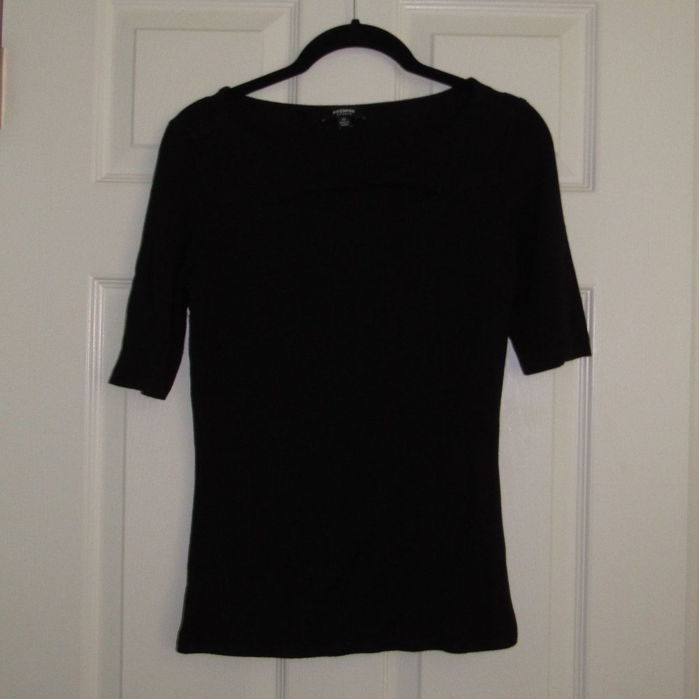 Premise Studio XS Black Peekaboo Front Super Soft Black Top